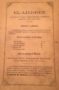 Precios de la Revista el Ajedrez en 1862